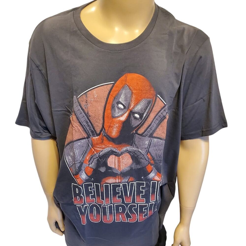 Marvel Deadpool Believe Gray Graphic T-Shirt Men's 2XL Unisex NWT